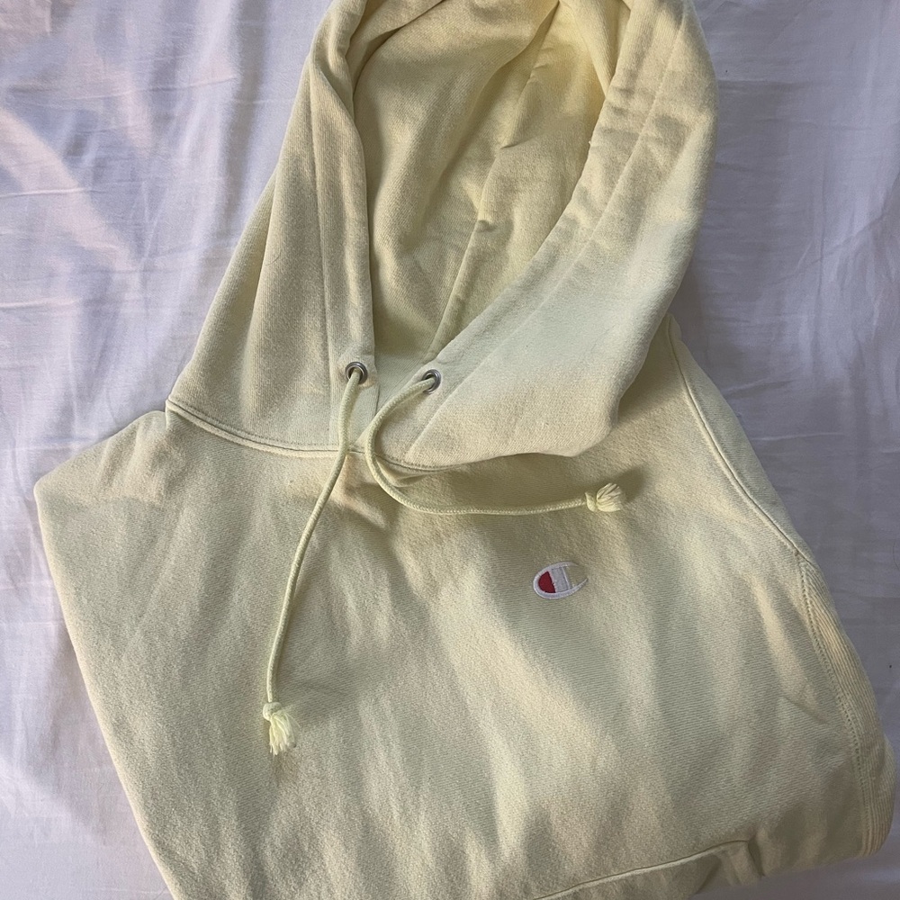 Vintage Champion Light Yellow Pullover Hoodie